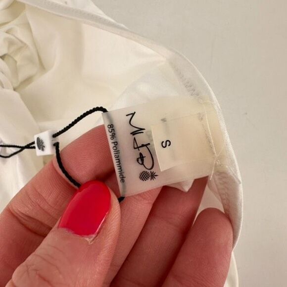 NWT Monica Hansen Beachwear Lace Up Halter Swimsuit One Piece White Small Cutout - Picture 6 of 9